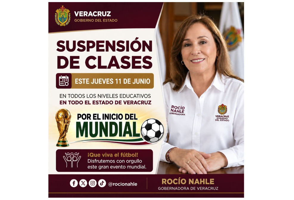 Confirma Rocío Nahle suspensión de clases en Veracruz por el inicio del Mundial