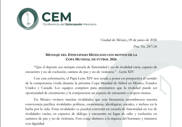 Mundial, ayuda a reconocer que formamos una sola familia humana desde nuestra diversidad: Obispos de México